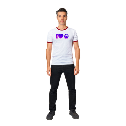 I love dogs in purple gradient Unisex Ringer T-shirt